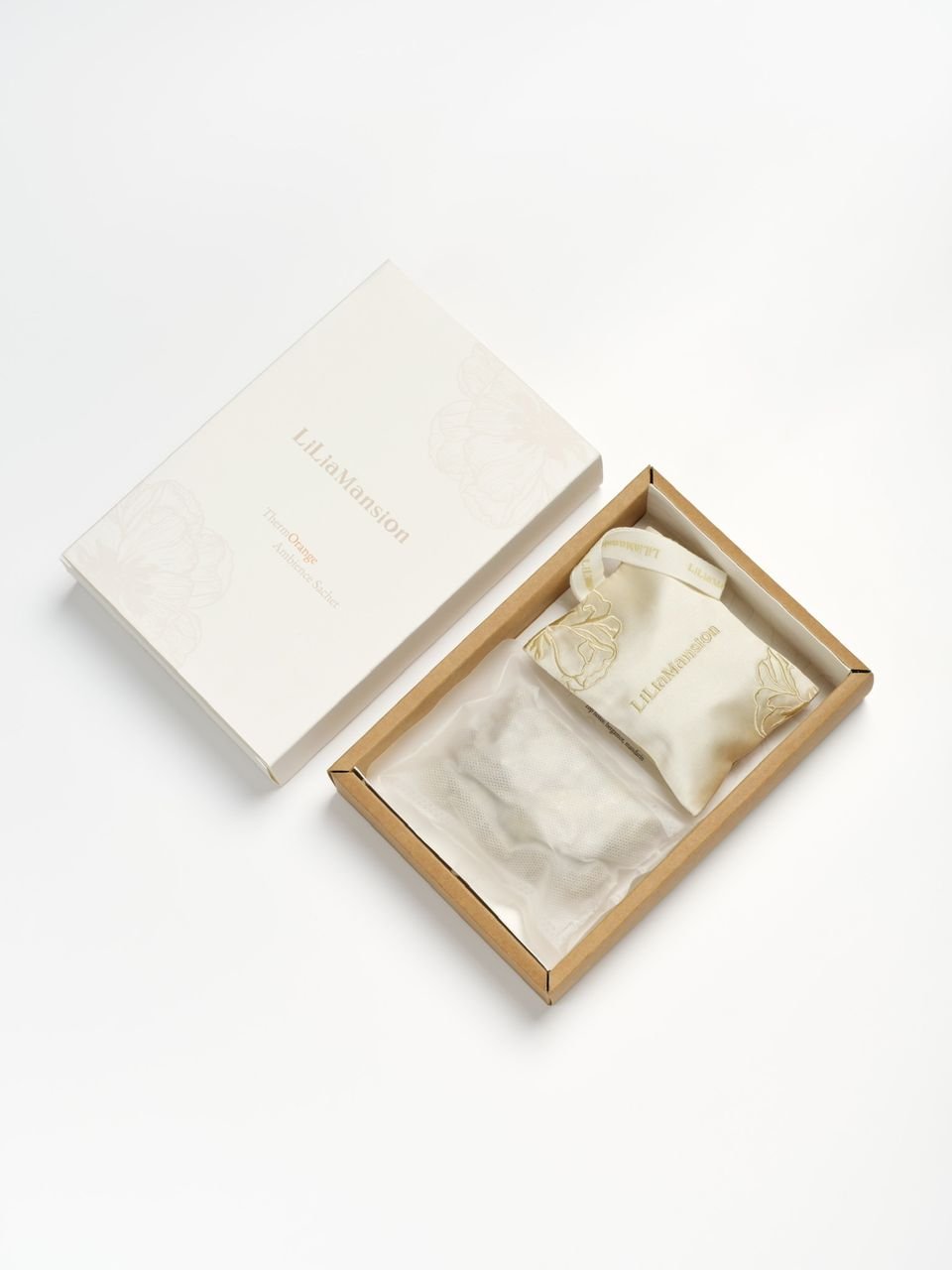 LiliaMansion handwoven silk closet sachet in its gift box